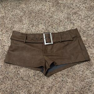 Brown Belted Women Shorts